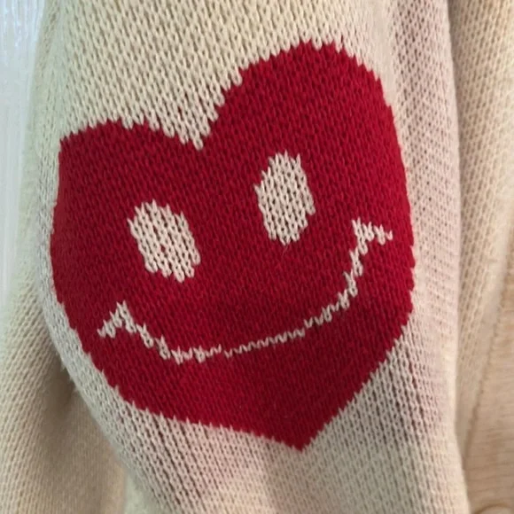 Graver of Anaheim Unisex Elbow Heart Smile Cardigan Sweater - Picture 5 of 6